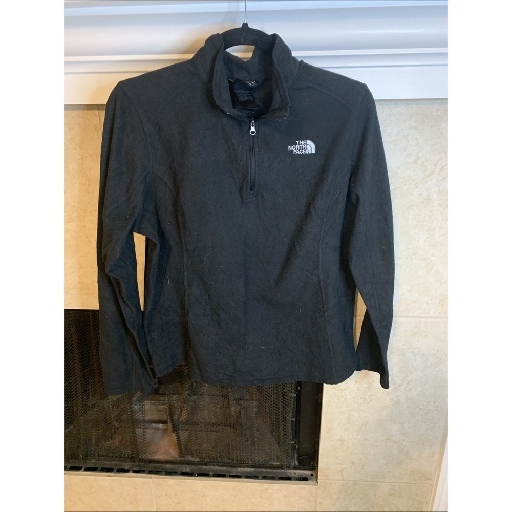 The North Face Womens Black 1/4 Zip Pullover sweatshirt Large soft mircofleece